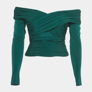 Self-Portrait Teal Blue Pleated Jersey Crossover (106)